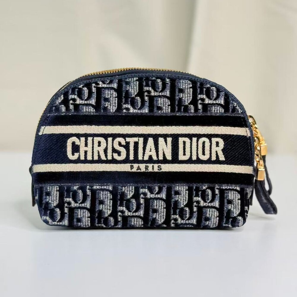 Dior Oblique Cosmetic Bag with Iconic Logo Design Paris Fashion Accessory